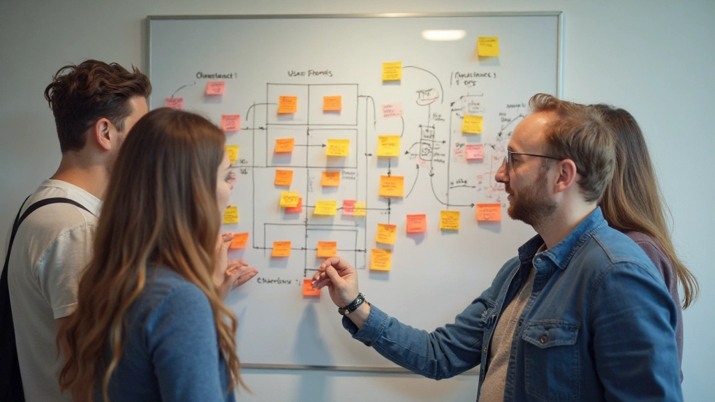 Informatiestructuur workshop met sticky notes op whiteboard